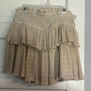 Forever 21 Tan Smocked Bubble Mini Skirt